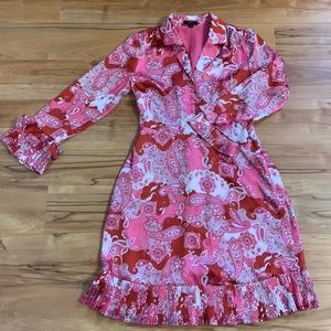 J. Crew pink paisley long sleeve dress